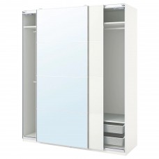 Гардероб IKEA PAX / MEHAMN/AULI белый зеркальное стекло 200x66x236 см (193.306.04)