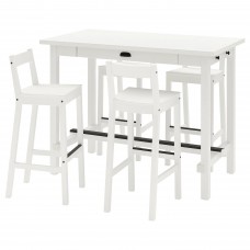 Барний стіл і 4 барні стільці IKEA NORDVIKEN / NORDVIKEN білий білий (193.335.27)