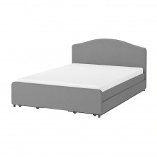Ліжко з м'якою оббивкою IKEA HAUGA сірий 140x200 см (193.365.97)