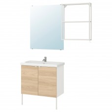 Комплект мебели для ванной IKEA ENHET / TVALLEN под дуб белый 84x43x87 см (193.375.92)