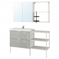 Комплект мебели для ванной IKEA ENHET / TVALLEN под бетон белый 142x43x87 см (193.382.90)