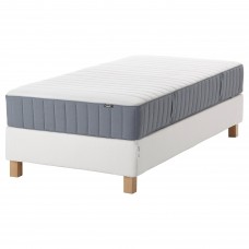 Континентальне ліжко IKEA ESPEVAR/VALEVAG білий середньо твердий матрац світло-блакитний 90x200 см (193.896.75)