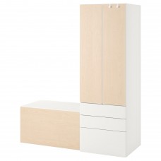 Комбинация шкафчиков IKEA SMASTAD белый береза 150x57x181 см (193.913.48)