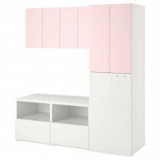 Комбинация шкафчиков IKEA SMASTAD белый бледно-розовый 180x57x196 см (193.930.74)