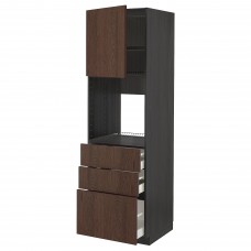 Модуль кухонної шафи IKEA METOD / MAXIMERA чорний коричневий 60x60x200 см (194.055.81)