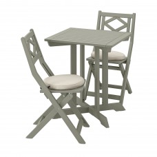 Стіл і 2 розкладних крісла IKEA BONDHOLMEN сад балкон сірий бежевий (194.129.49)
