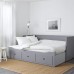 Кушетка с 3 ящиками IKEA HEMNES серый матр. MALVIK жесткий 80x200 см (194.178.76)