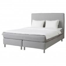 Континентальная кровать IKEA DUNVIK матраc VALEVAG светло-серый (194.195.78)