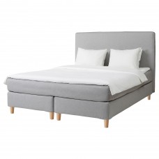 Континентальная кровать IKEA DUNVIK матраc VALEVAG светло-серый (194.195.83)