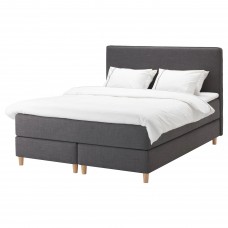 Континентальне ліжко IKEA DUNVIK матрац VAGSTRANDA темно-сірий (194.197.19)