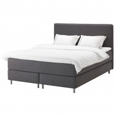 Континентальне ліжко IKEA DUNVIK матрац VALEVAG темно-сірий (194.198.04)
