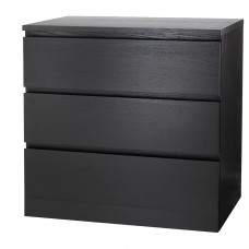 Комод с 3 ящиками IKEA MALM черно-коричневый 80x78 см (204.035.57)