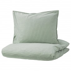Комплект постільної білизни IKEA BERGPALM зелений смужка 200x200/50x60 см (204.231.88)