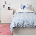 Комплект постільної білизни IKEA SANGLARKA метелик білий синій 150x200/50x60 см (204.269.12)