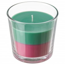 Свічка ароматична у склянці IKEA FORTGA кокос і квіти зелений рожевий 9 см (204.825.64)