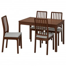 Стіл і 4 стільці IKEA EKEDALEN / EKEDALEN коричневий світло-сірий 120/180 см (292.214.35)