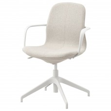 Конференц-крісло з підлокітником IKEA LANGFJALL бежевий білий (292.525.49)