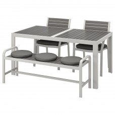 Стол с 2 стулами и скамья IKEA SJALLAND темно-серый темно-серый 156x90 см (292.676.59)