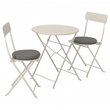 Стол и 2 складных стула IKEA SALTHOLMEN бежевый темно-серый (292.691.30)