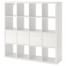 Стелаж з 4 вставками IKEA KALLAX глянцевий білий 147x147 см (292.783.23)