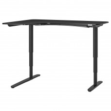 Кутовий лівобічний письмовий стіл IKEA BEKANT чорний чорний 160x110 см (292.822.64)