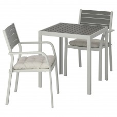 Стіл і 2 крісла з підлокітниками IKEA SJALLAND сад балкон темно-сірий сірий 71x71x73 см (292.871.72)