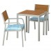 Стіл і 2 крісла з підлокітниками IKEA SJALLAND сад балкон світло-коричневий світло-блакитний 71x71x73 см (292.876.76)