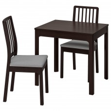 Стіл і 2 стільці IKEA EKEDALEN / EKEDALEN темно-коричневий світло-сірий 80/120 см (292.968.74)