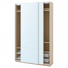 Гардероб IKEA PAX / AULI беленый дуб зеркальное стекло 150x44x236 см (293.301.56)