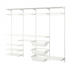 4 секции шкафа-стеллажа IKEA BOAXEL белый 250x40x201 см (293.323.82)