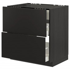 Підлогова кухонна шафа IKEA METOD / MAXIMERA чорний антрацит 80x60 см (293.357.24)