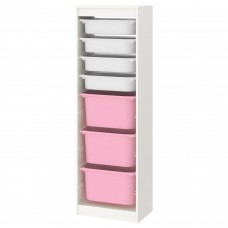 Комбінація стелажу IKEA TROFAST білий білий рожевий 46x30x145 см (293.359.03)