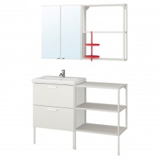 Комплект мебели для ванной IKEA ENHET / TVALLEN белый 122x43x87 см (293.376.38)