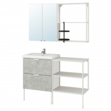 Набір меблів для ванної IKEA ENHET / TVALLEN під бетон білий 122x43x87 см (293.376.43)