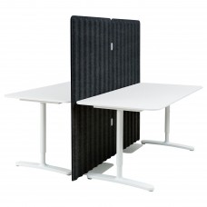 Стіл з стінкою IKEA BEKANT білий темно-сірий 160x160 150 см (293.874.59)