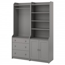 Комбінація шаф IKEA HAUGA сірий 139x46x199 см (293.886.37)