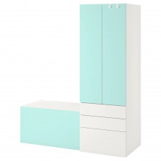 Комбінація шаф IKEA SMASTAD білий блідо-бірюзовий 150x57x181 см (293.913.19)