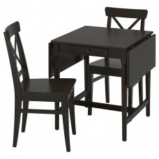 Стіл і 2 стільці IKEA INGATORP / INGOLF чорно-коричневий коричнево-чорний (294.004.94)