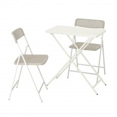 Пристінний стіл і 2 розкладних стільці IKEA TORPARO білий бежевий 70x42 см (294.136.65)
