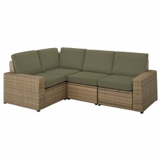 Модульний кутовий 3-місний диван IKEA SOLLERON коричневий темно-бежево-зелений (294.136.94)