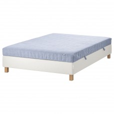Континентальне ліжко IKEA ESPEVAR/VADSO білий твердий матрац світло-блакитний 140x200 см (294.147.40)