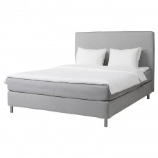 Континентальне ліжко IKEA DUNVIK матрац VALEVAG світло-сірий 140x200 см (294.195.25)