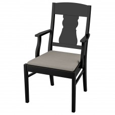 Стілець із підлокітниками IKEA INGATORP чорний сіро-бежевий (302.462.89)
