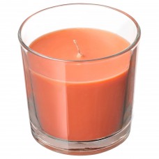 Ароматическая свеча в стакане IKEA SINNLIG персик и апельсин оранжевый 9 см (303.374.11)