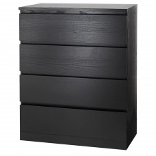 Комод с 4 ящиками IKEA MALM черно-коричневый 80x100 см (304.035.66)