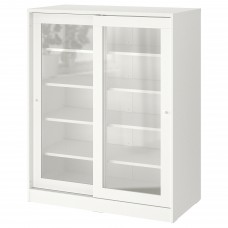 Шафа з скляними дверима IKEA SYVDE білий 100x123 см (304.395.65)
