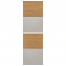 4 панели для рамы раздвижной двери IKEA MEHAMN дуб светло-серый темно-серый 75x236 см (304.452.55)