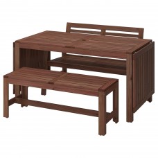 Стол и 2 скамьи IKEA APPLARO коричневый (390.539.31)