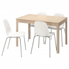 Стіл і 4 стільці IKEA EKEDALEN / LEIFARNE береза білий 120/180 см (392.298.41)