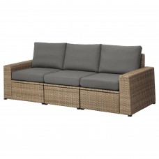 3-місний модульний диван IKEA SOLLERON коричневий темно-сірий 223x82x88 см (392.524.74)
